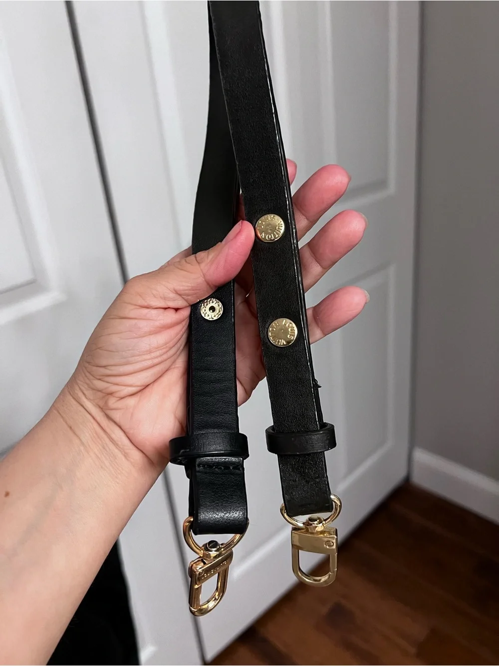 Black  Crossbody bag Strap with Gold Hardware